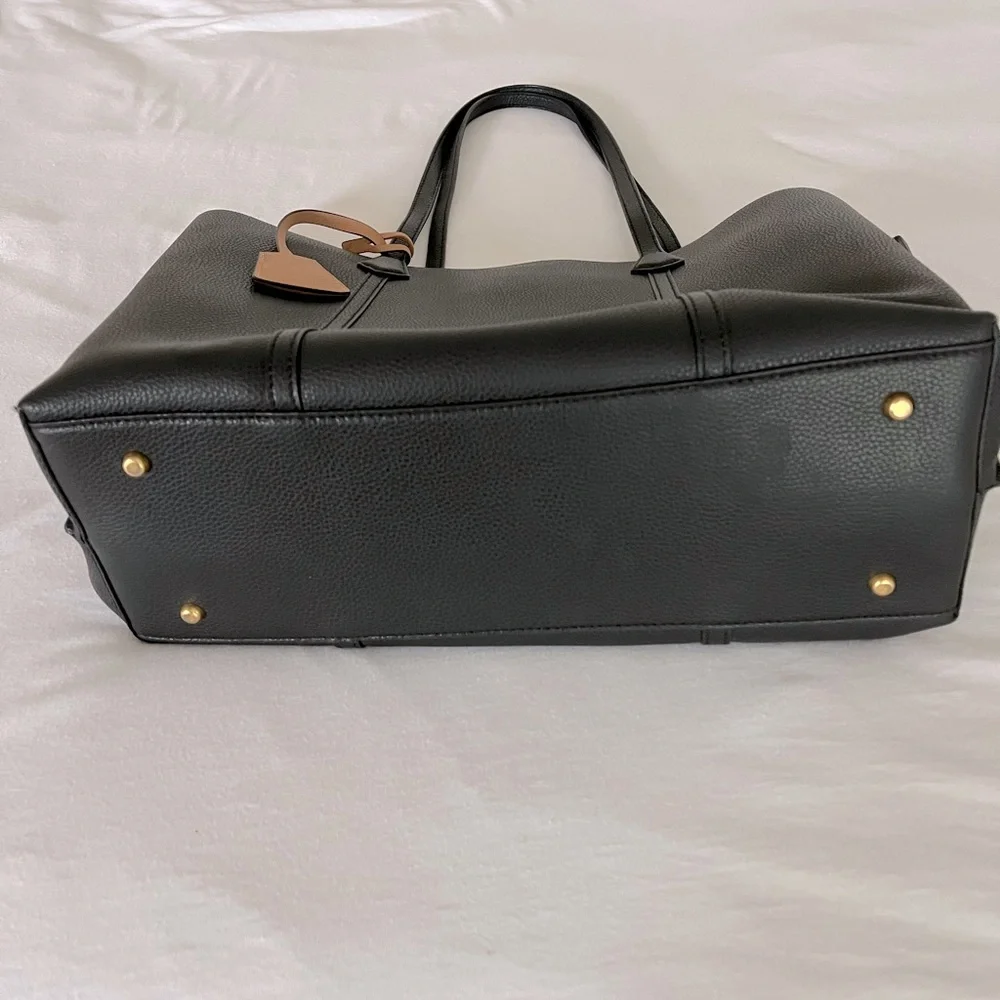 Tory Burch Black Leather Tote with Tan Accent